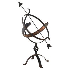 Antique French Iron and Copper Armillary Sphere or Sundial circa 1900