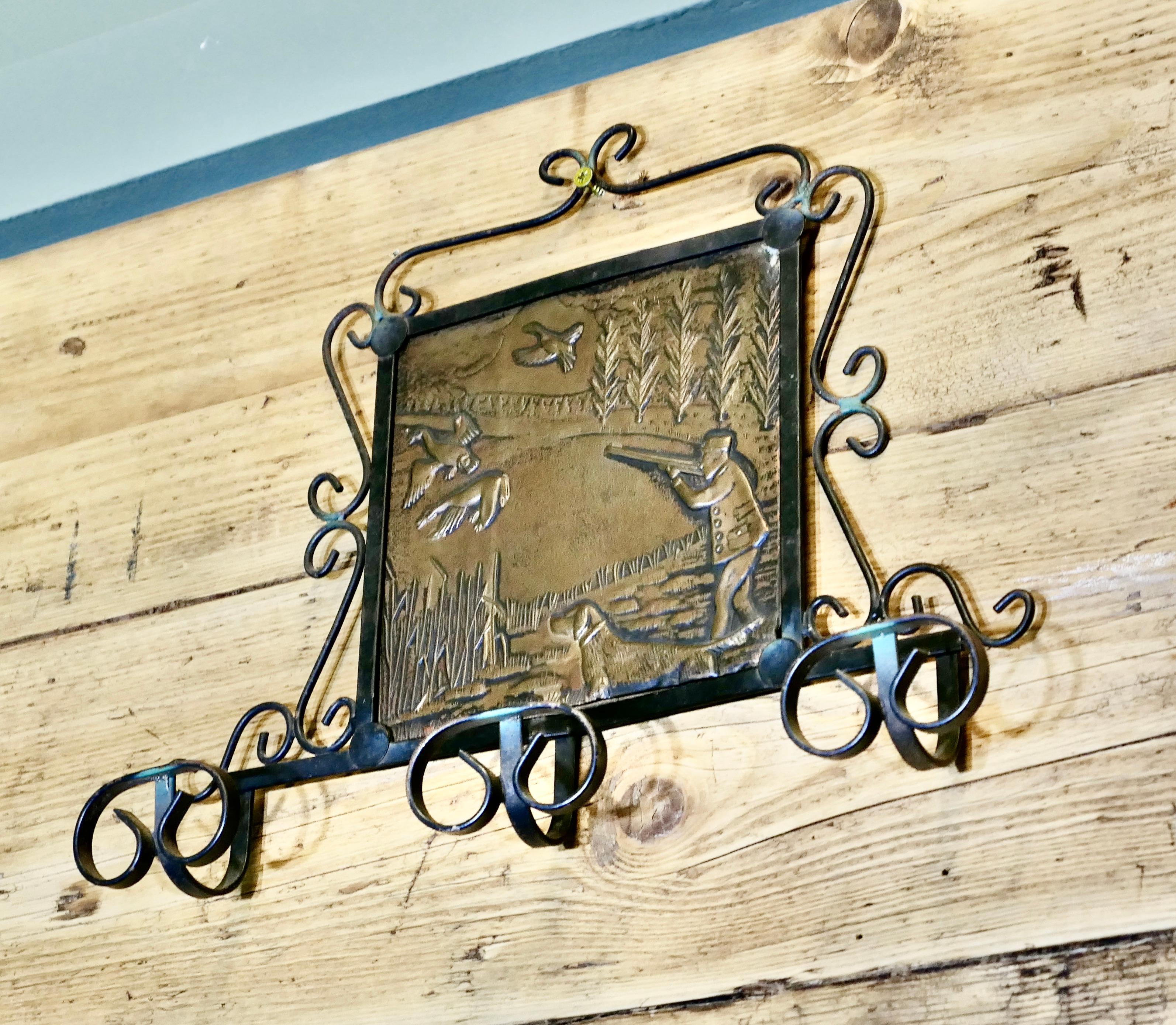 French Iron and Copper Coat Hooks on a Hunting Theme In Good Condition For Sale In Godshill, Isle of Wight