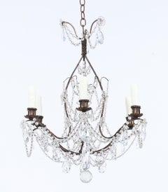 French Iron and Crystal Chandelier