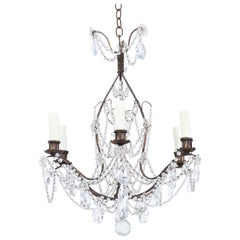 French Iron and Crystal Chandelier