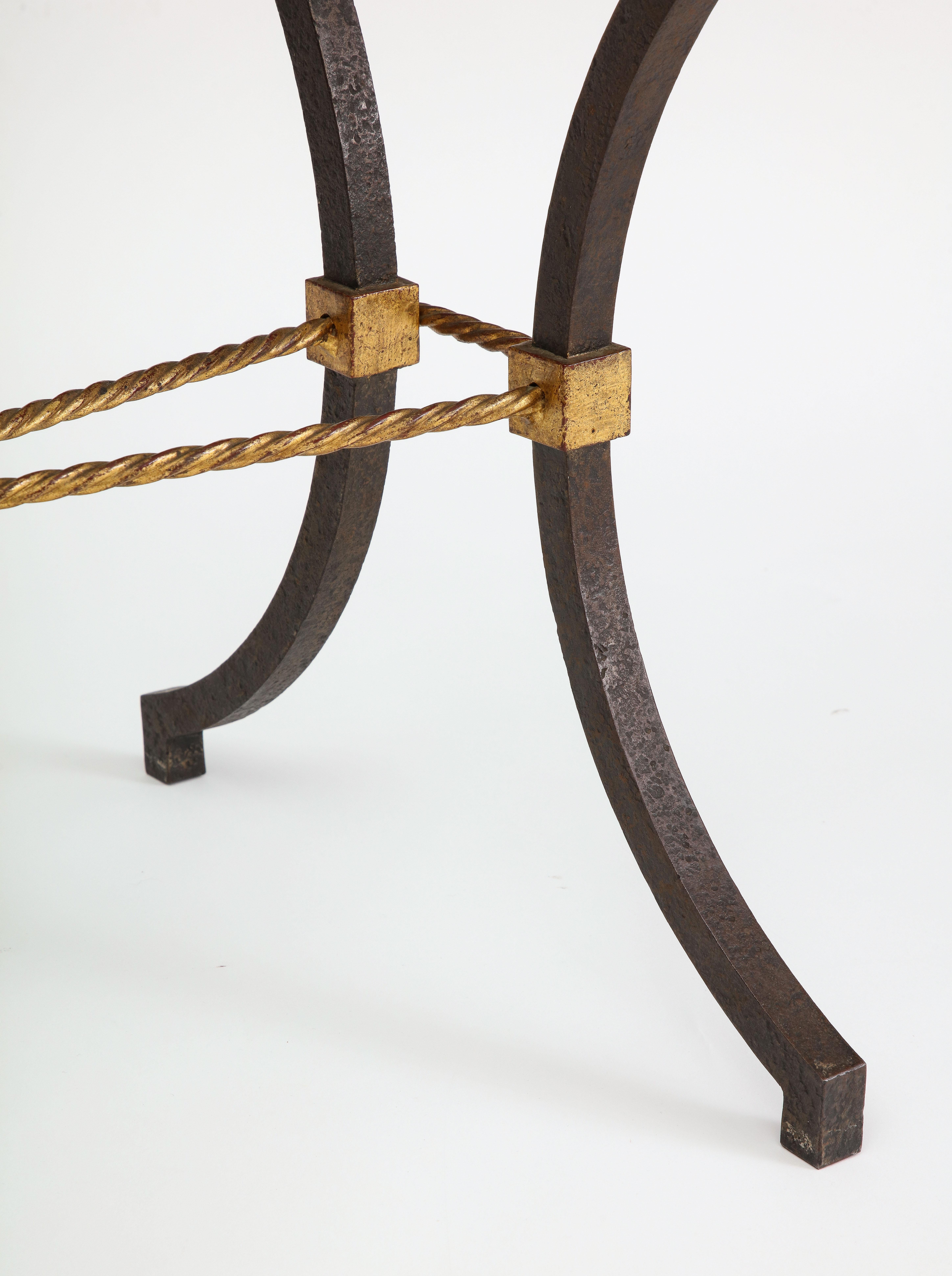 French Iron and Gilt Coffee Table, in the Style of Poillerat, C. 1940 For Sale 4