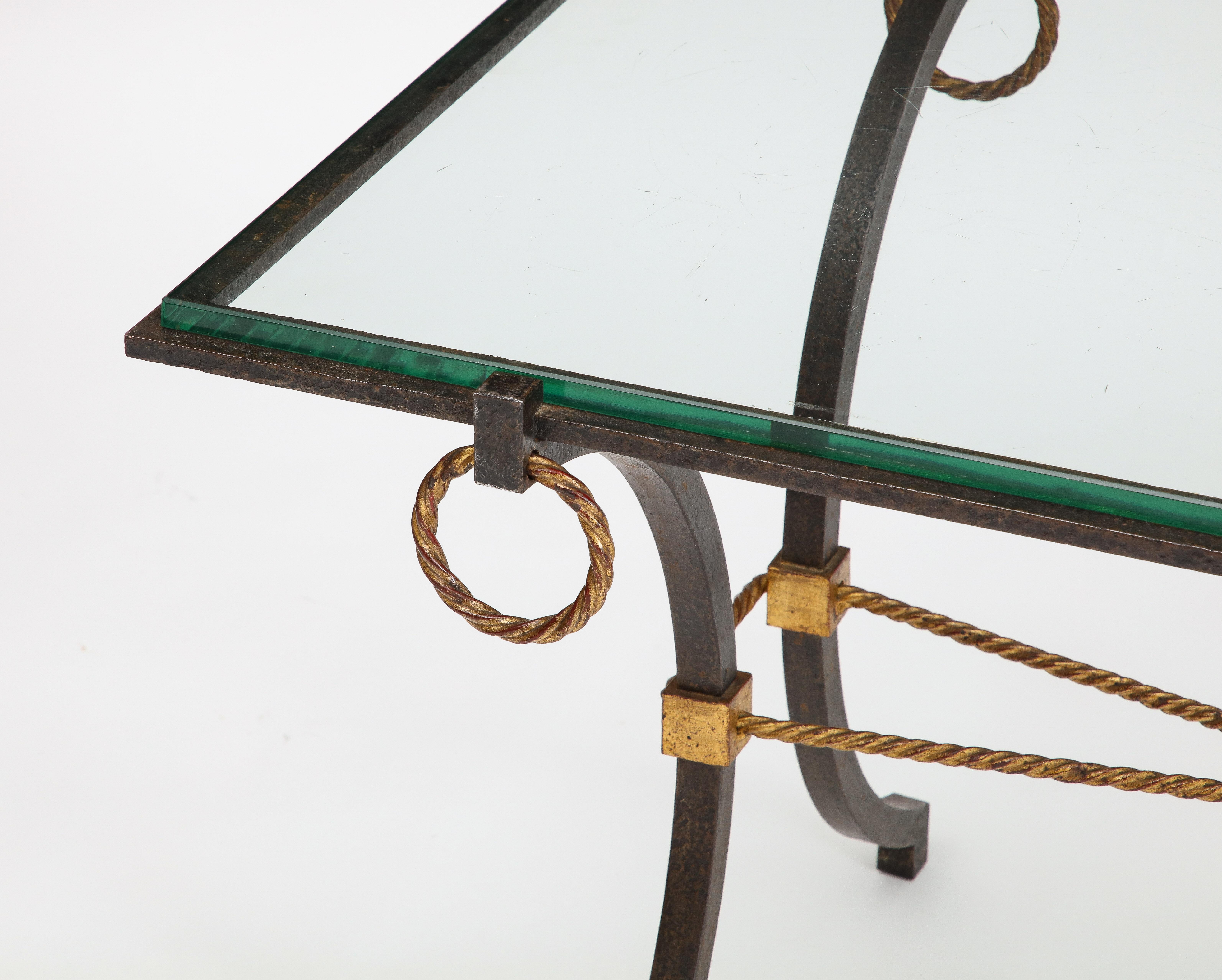 French Iron and Gilt Coffee Table, in the Style of Poillerat, C. 1940 For Sale 2