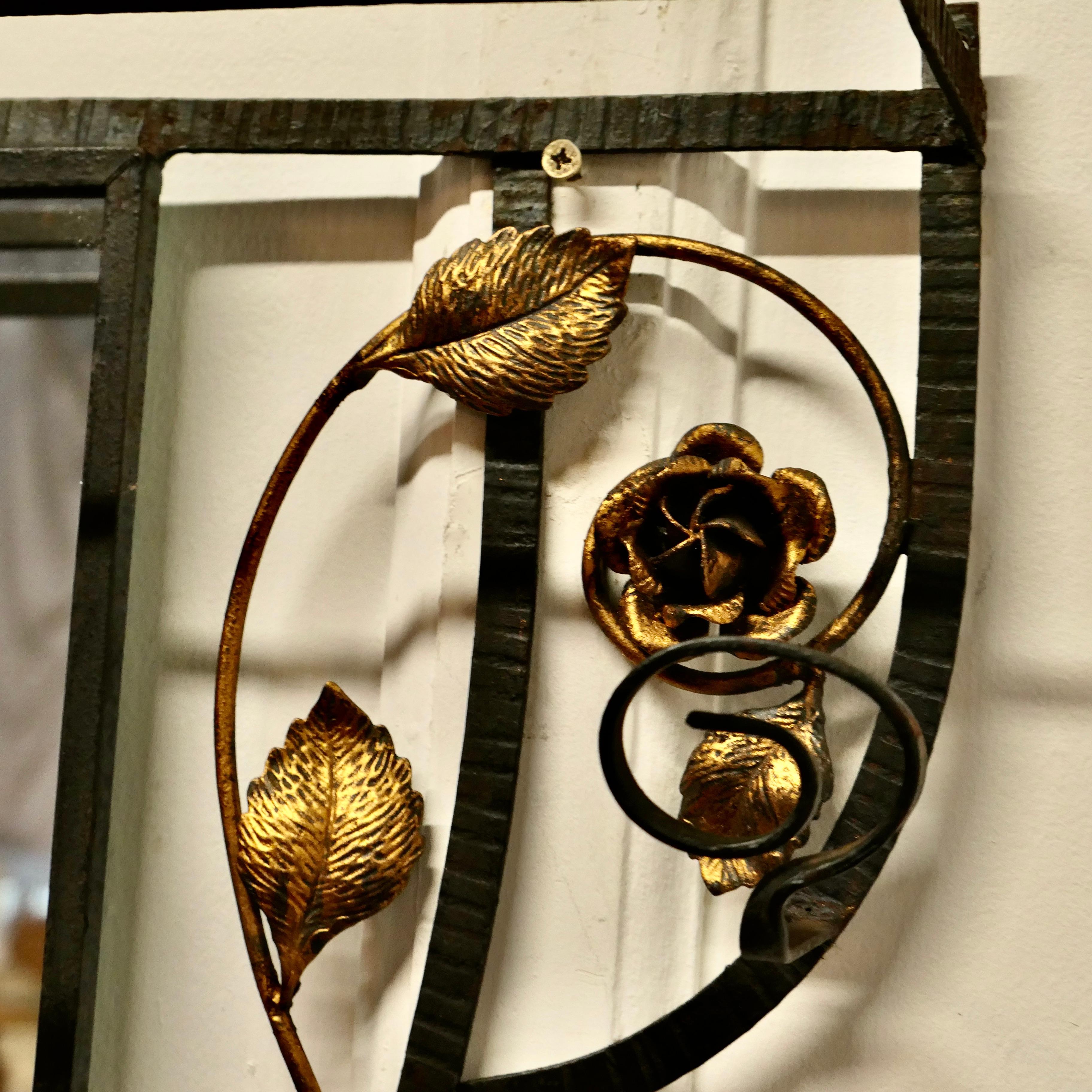 French Iron and Gilt Hall Coat Hooks with Mirror     2