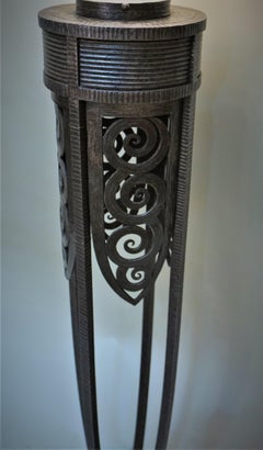 French Iron and Glass Art Deco Floor Lamp by Muller Freres
