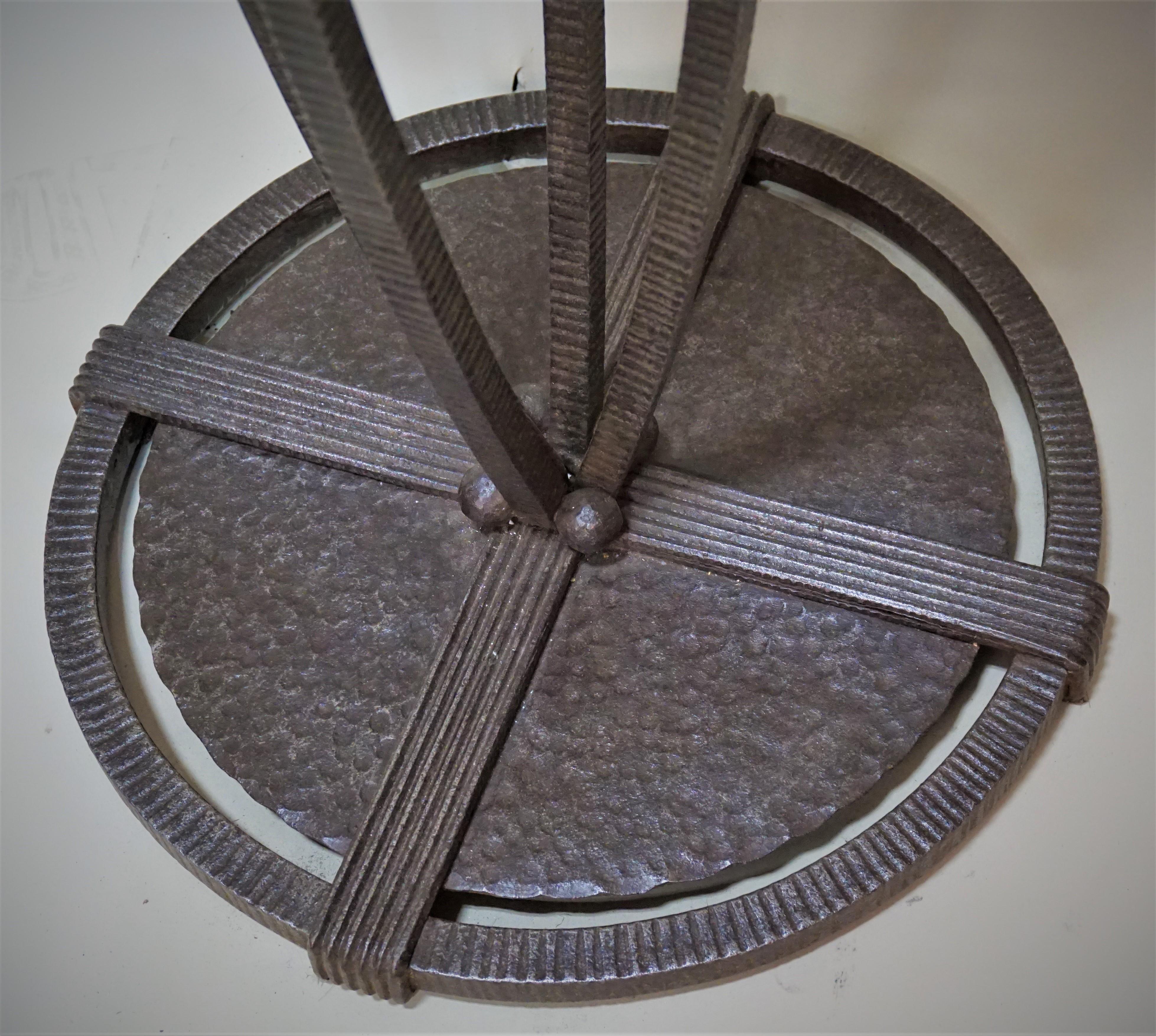 French Iron and Glass Art Deco Floor Lamp by Muller Freres 2