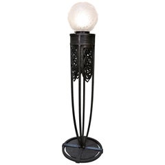 French Iron and Glass Art Deco Floor Lamp by Muller Freres