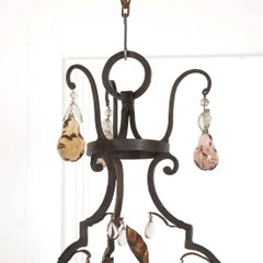 French Iron and Glass Fruit Chandelier