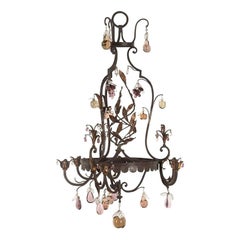 French Iron and Glass Fruit Chandelier