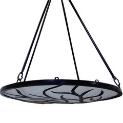 French Iron and Glass Light Fixture