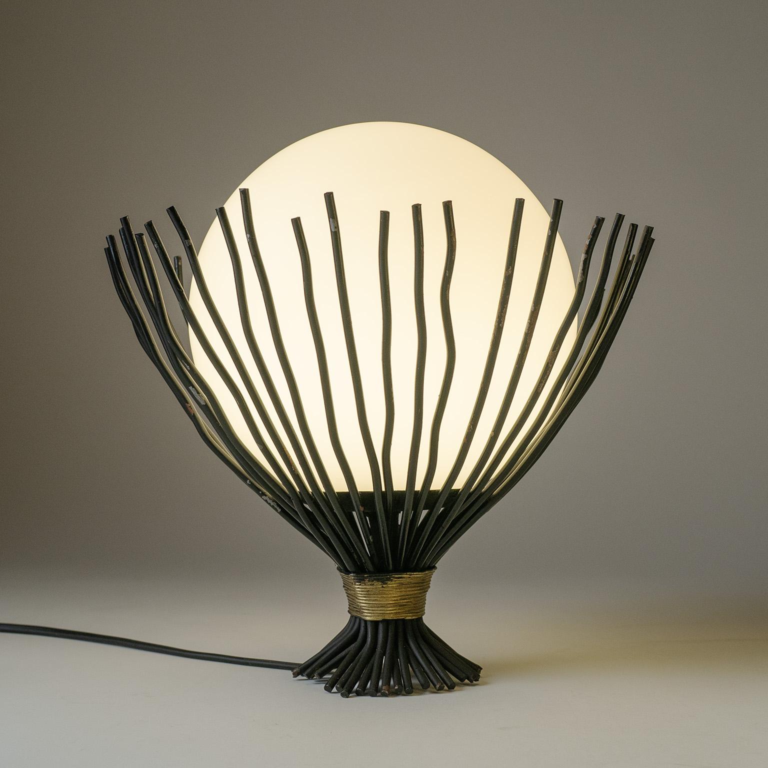 French Iron and Glass Table Lamps, 1960s For Sale 1