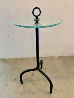 French Iron and Glass Tripod Cocktail Table
