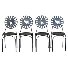 French Iron and Leather Animal Chairs 