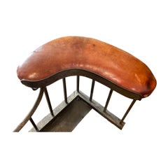 French Iron and Leather Fender Bench