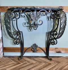 French Iron and Marble Console Table   This is a magnificent table