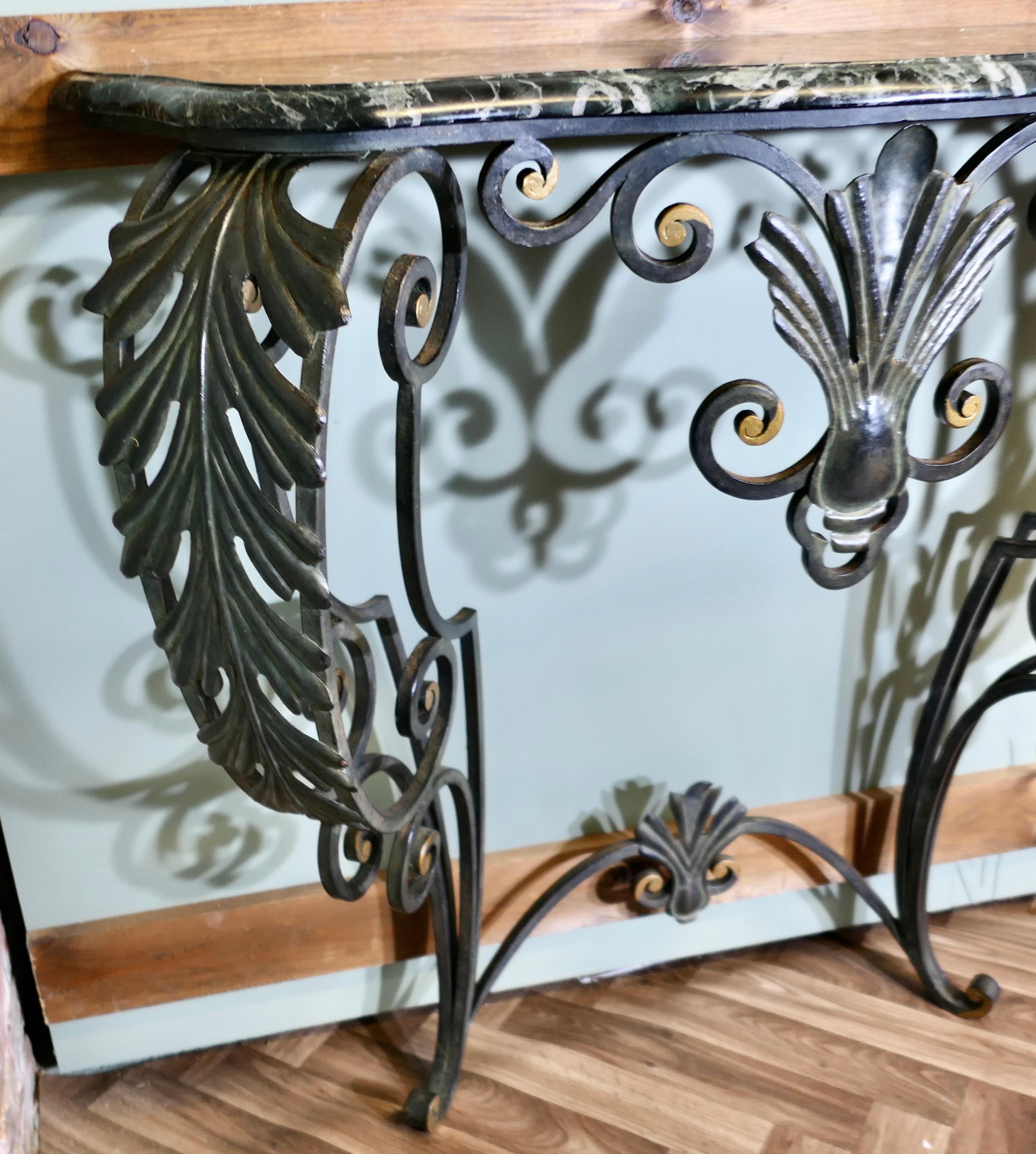 French Iron and Marble Console Table   This is a magnificent table In Good Condition For Sale In Godshill, Isle of Wight