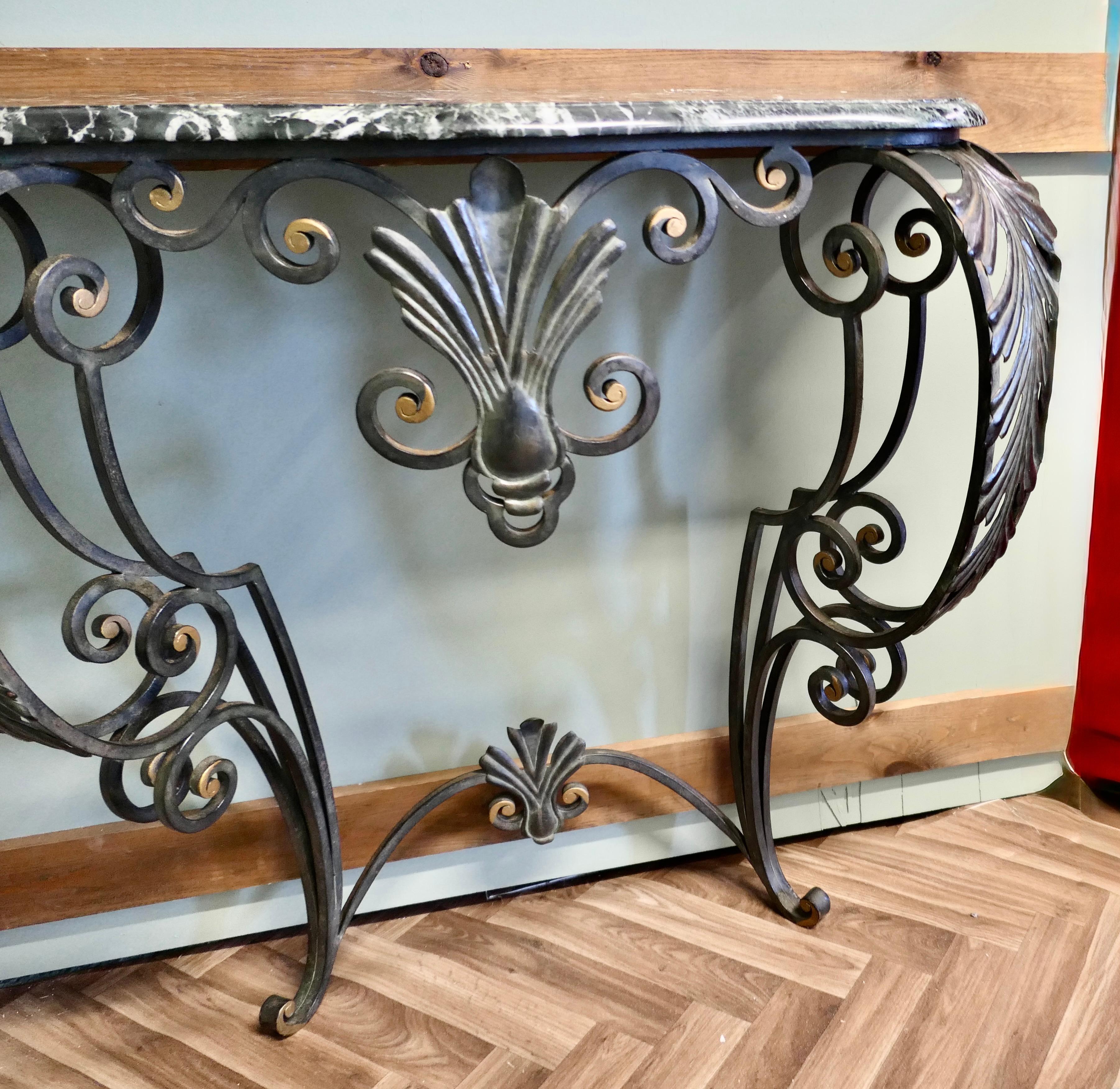 19th Century French Iron and Marble Console Table   This is a magnificent table For Sale