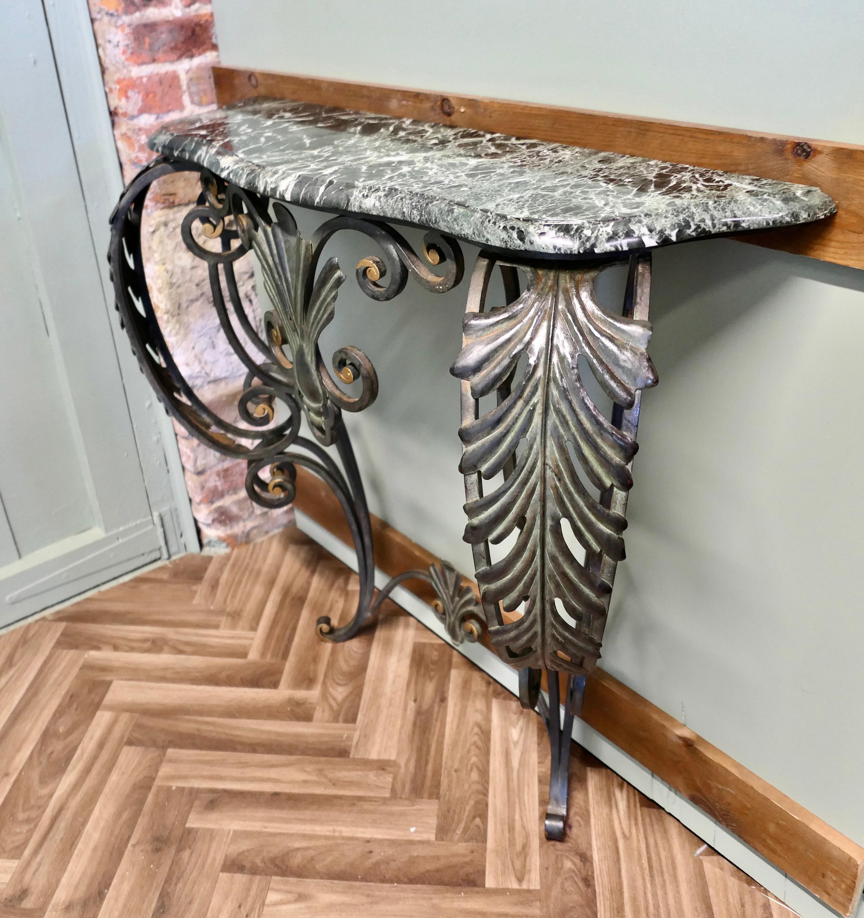 French Iron and Marble Console Table   This is a magnificent table For Sale 1