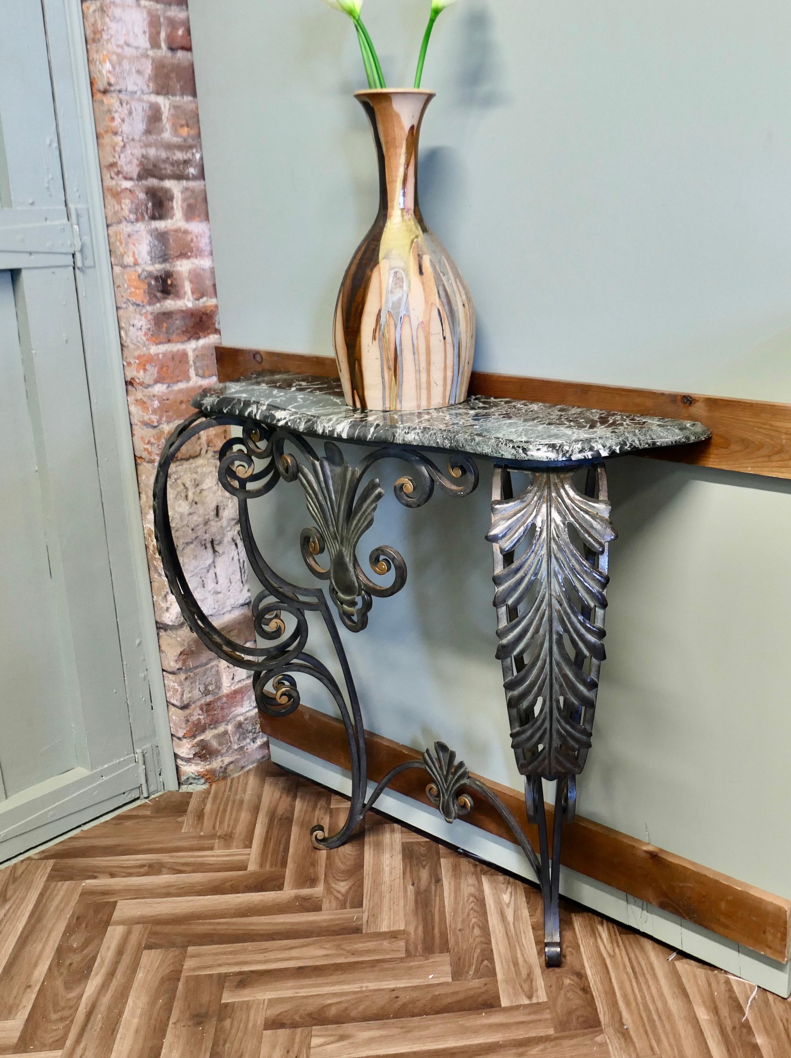 French Iron and Marble Console Table   This is a magnificent table For Sale 3