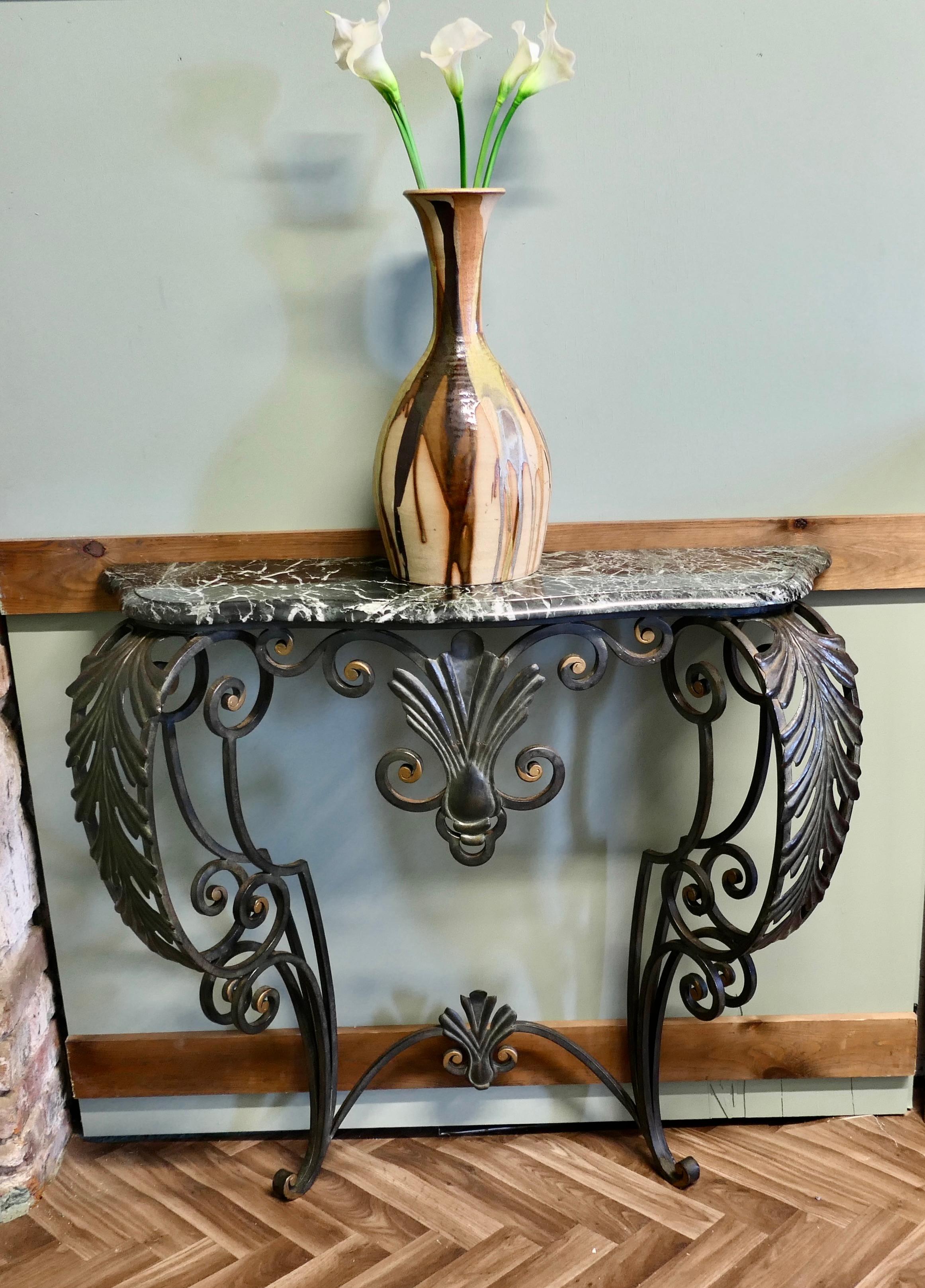 French Iron and Marble Console Table   This is a magnificent table For Sale 4