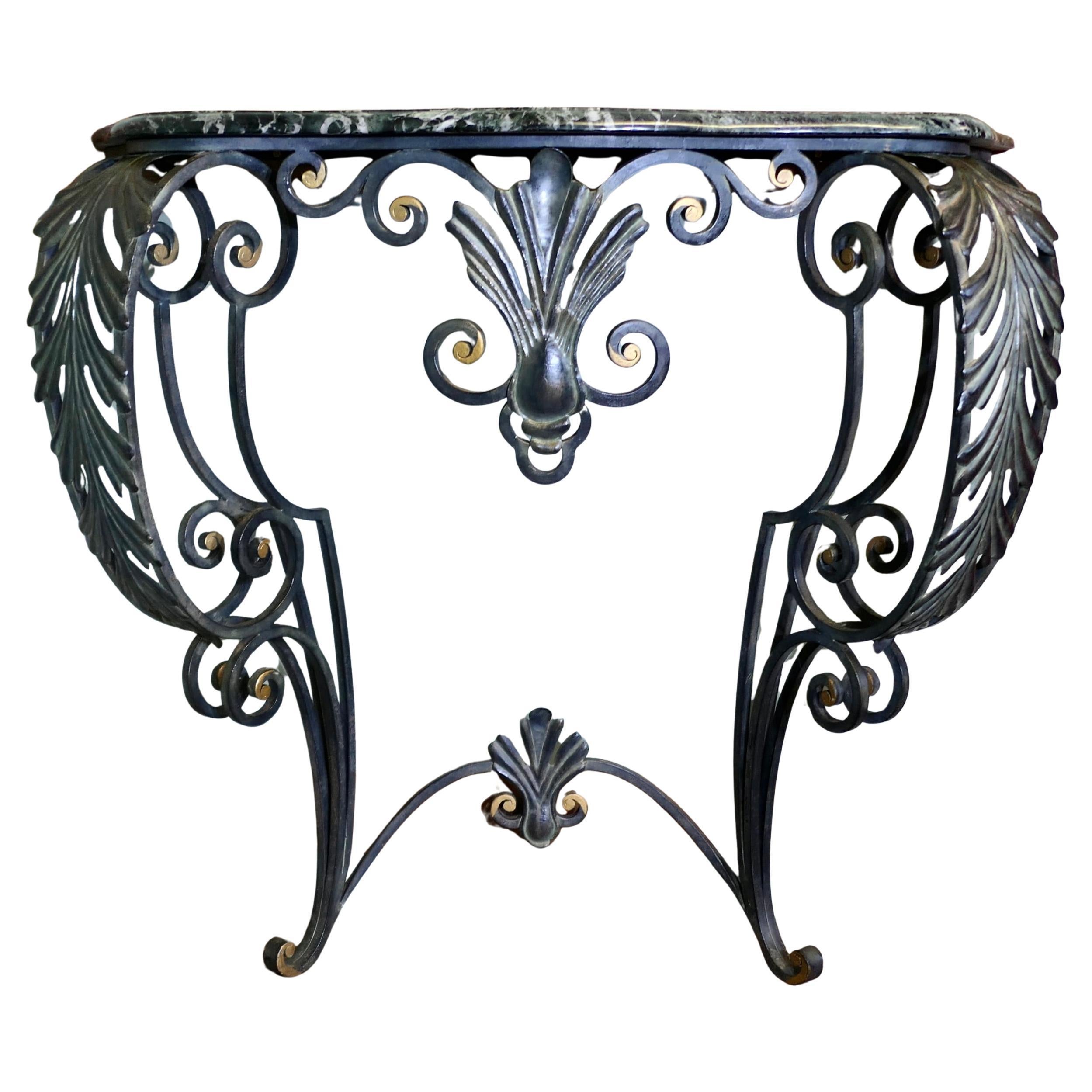 French Iron and Marble Console Table   This is a magnificent table