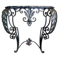 Antique French Iron and Marble Console Table   This is a magnificent table
