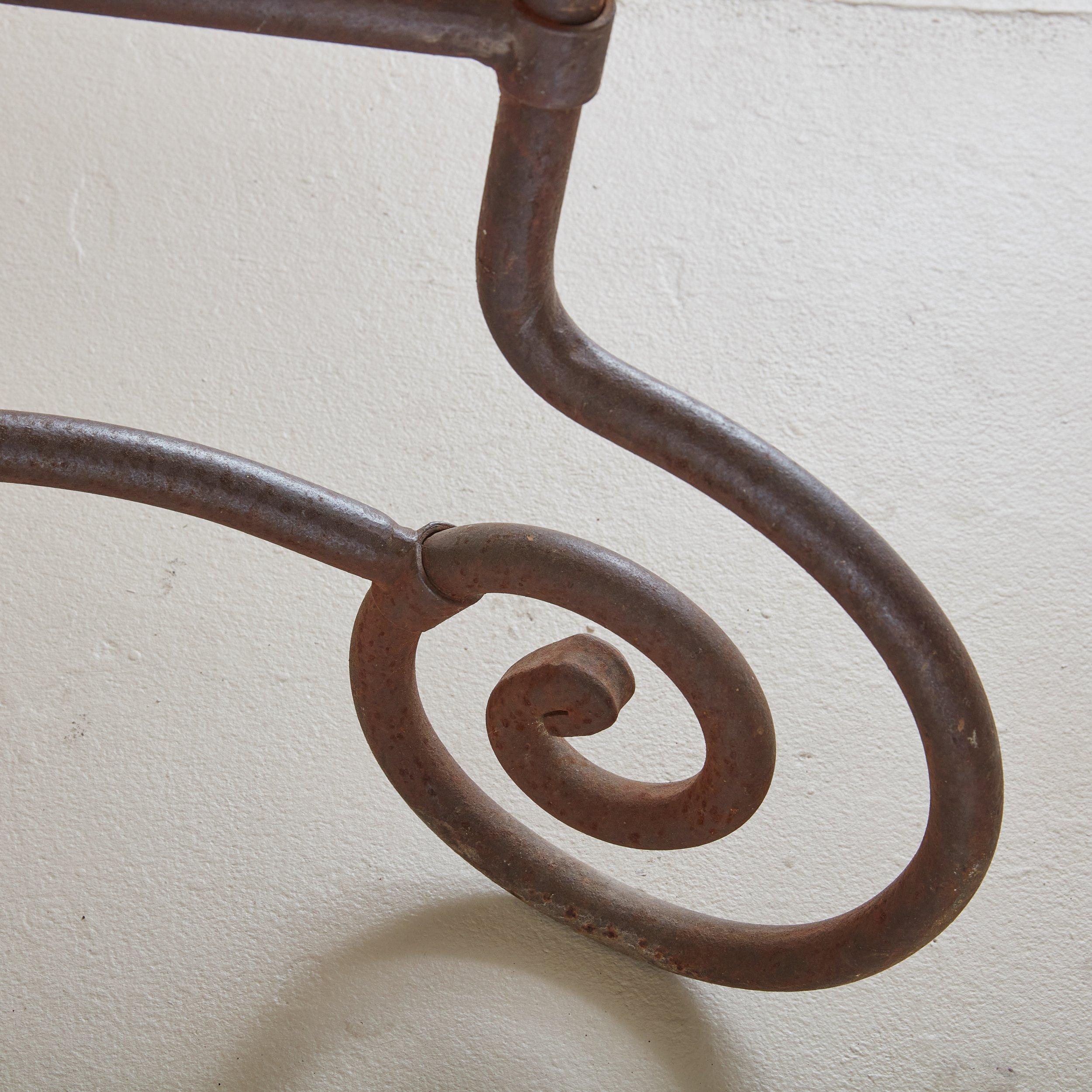 French Iron and Marble Dining or Occasional Table, France 1960s For Sale 4