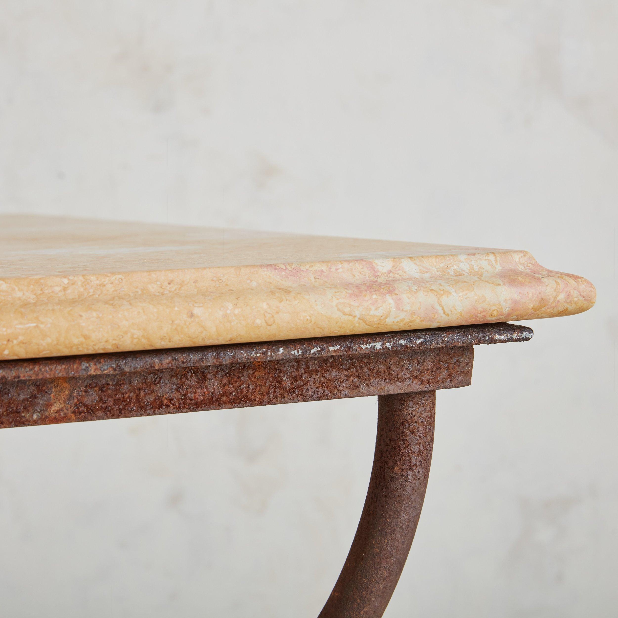 French Iron and Marble Dining or Occasional Table, France 1960s For Sale 3