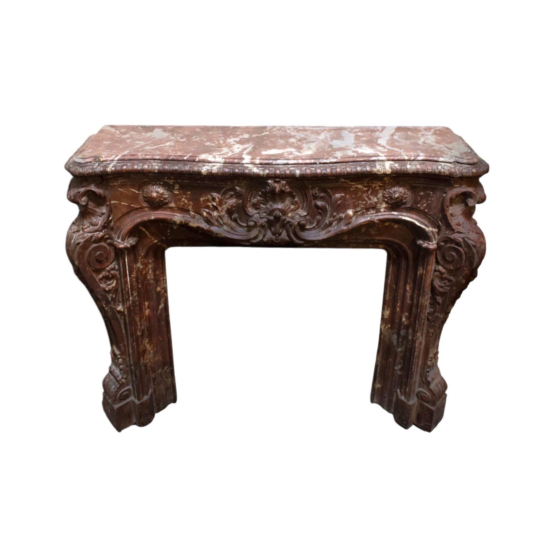 French Iron and Marble Mantel For Sale 1