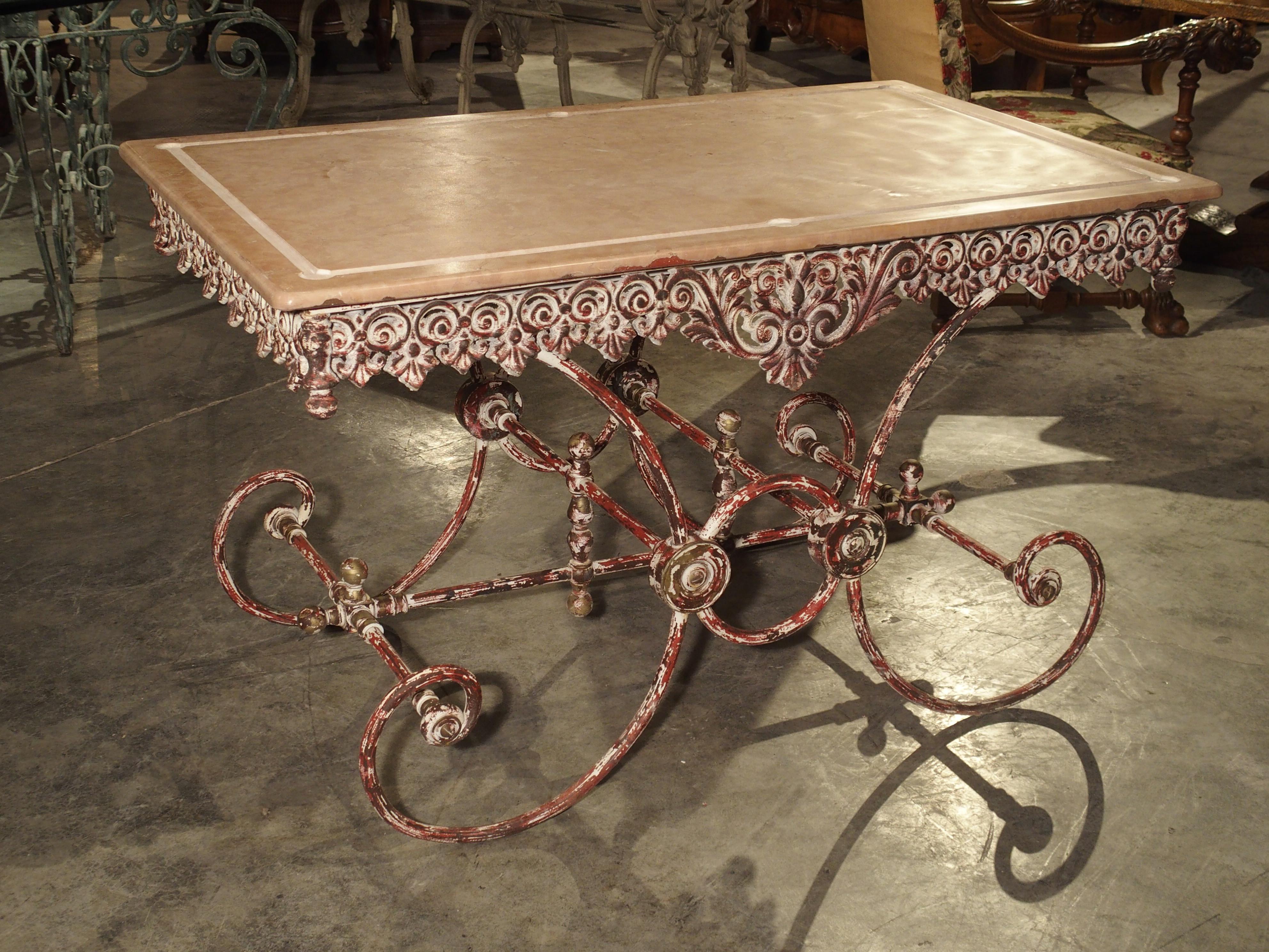 French Iron and Marble Pastry Table 2