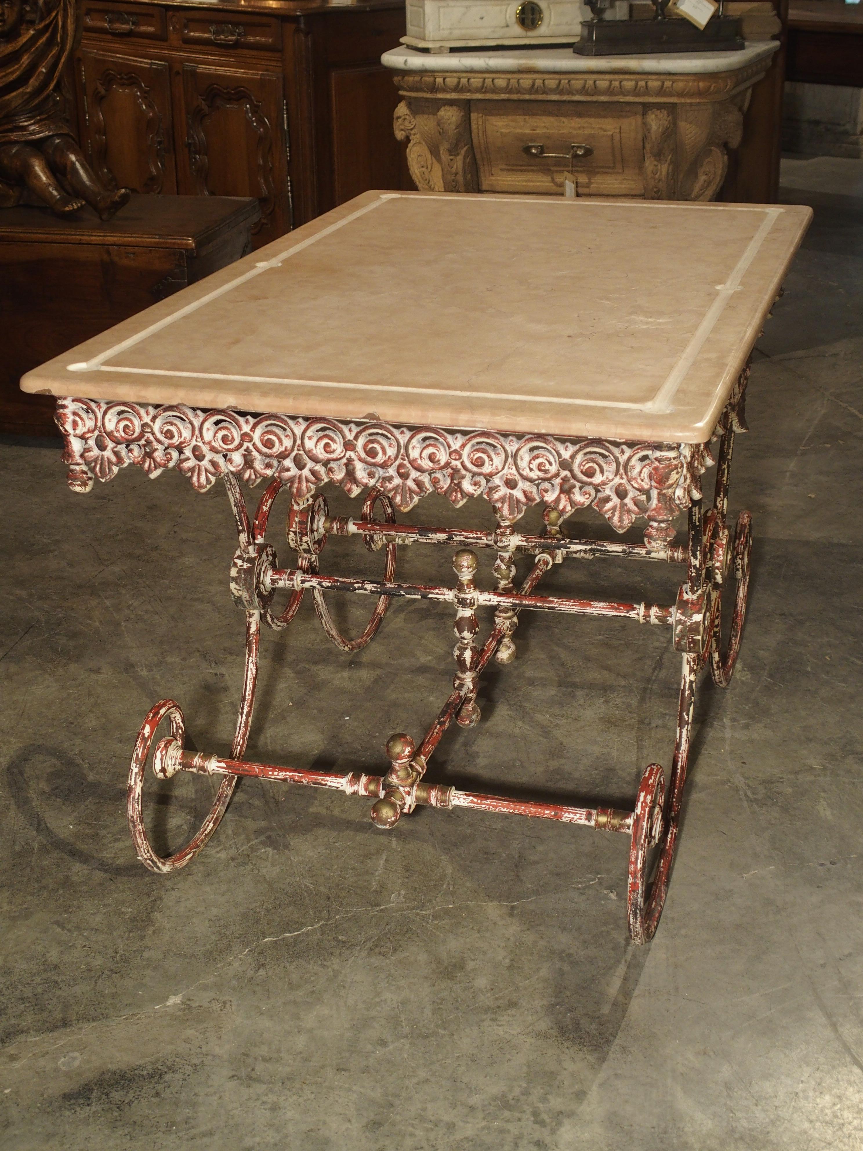 French Iron and Marble Pastry Table In Good Condition In Dallas, TX