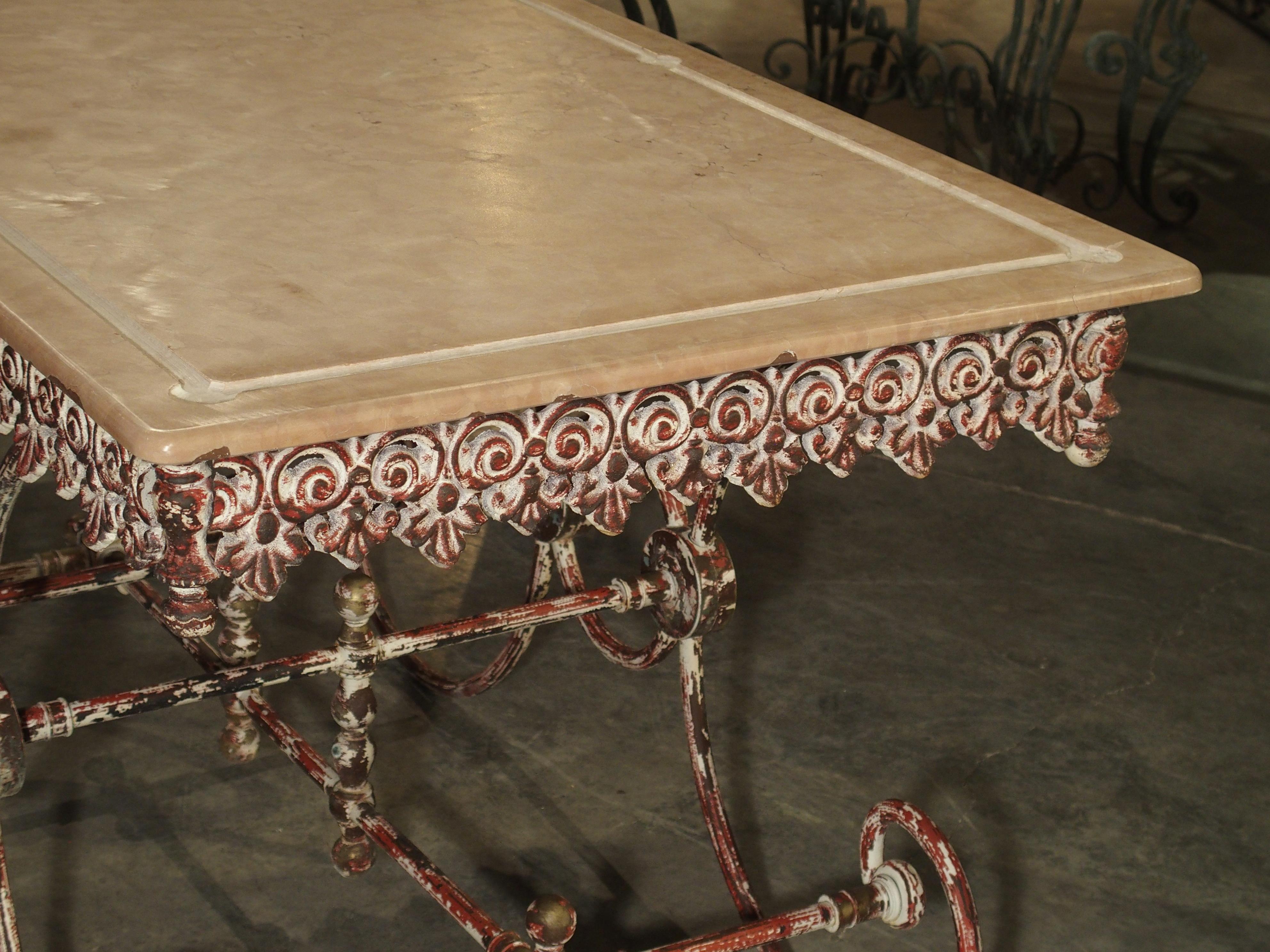 20th Century French Iron and Marble Pastry Table