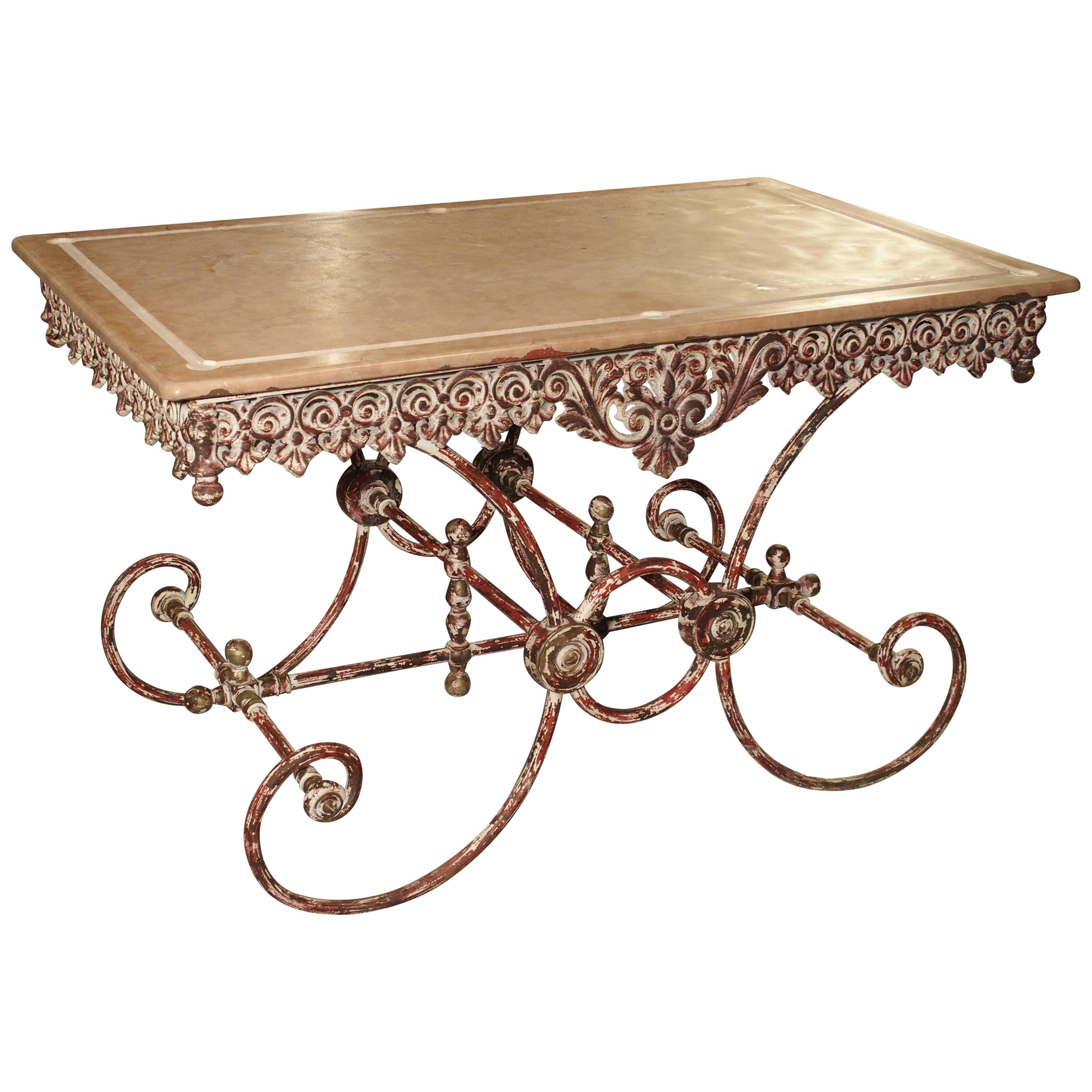 French Iron and Marble Pastry Table