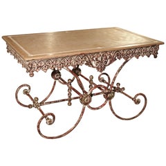 French Iron and Marble Pastry Table