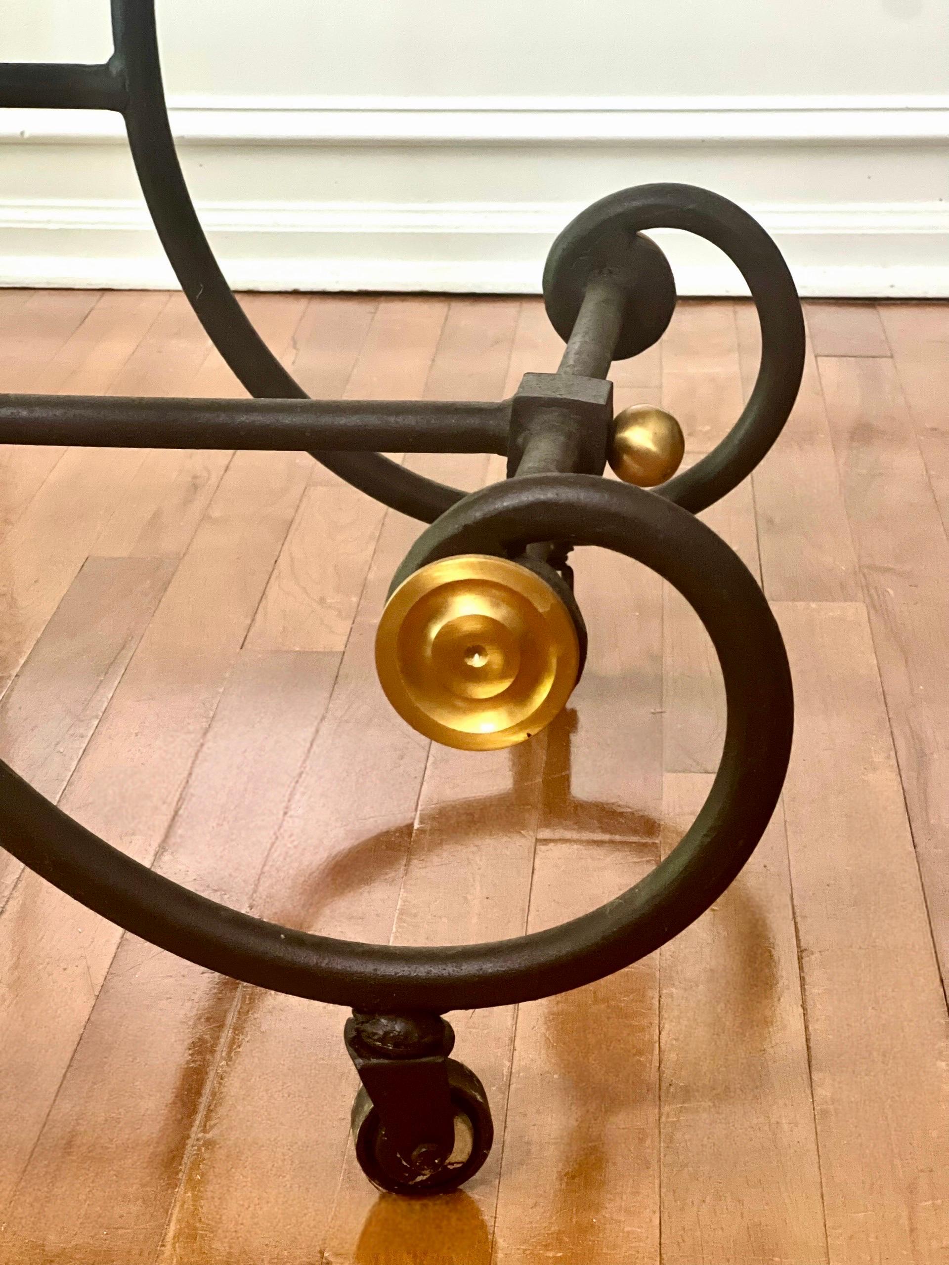 French Iron and Marble Baker’s Pastry Table on Casters, Mid 20th Century 7