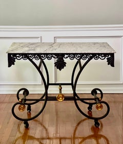 French Iron and Marble Baker’s Pastry Table on Casters, Mid 20th Century