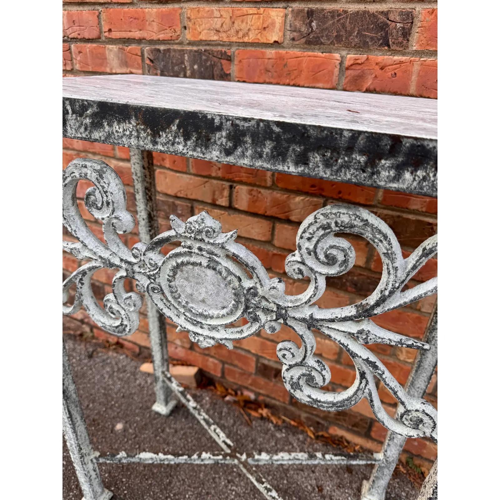 French Iron and Marble Small Console Table For Sale 1