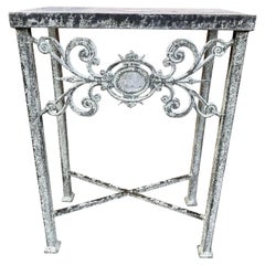 French Iron and Marble Small Console Table