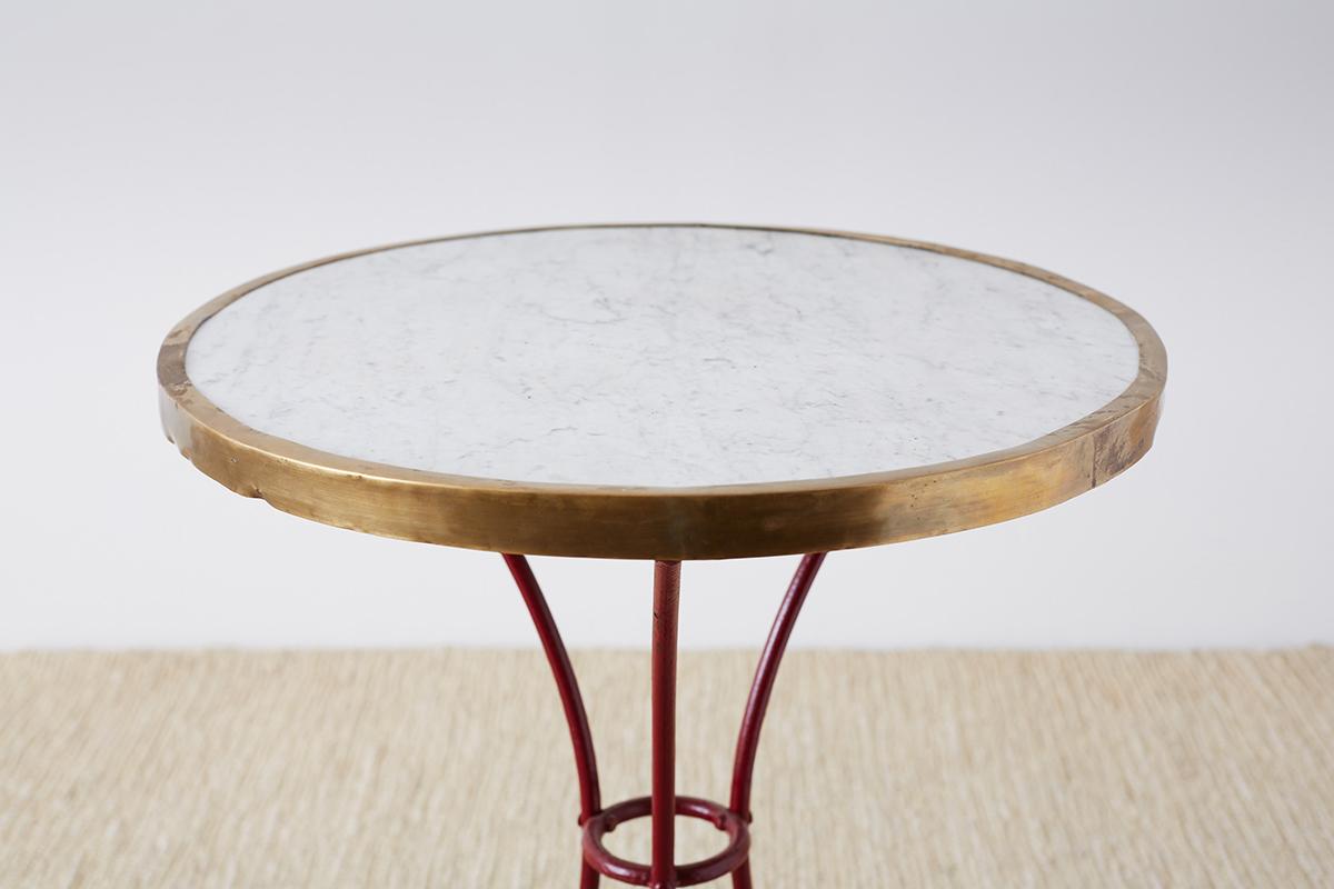 Painted French Iron and Marble-Top Bistro Table