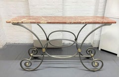 French Iron and Marble-Top Console