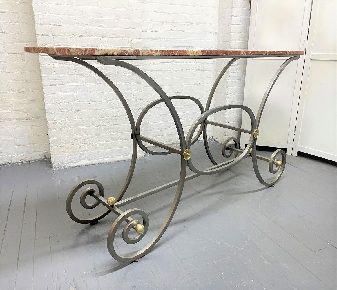 French Iron and Marble-Top Console In Good Condition For Sale In New York, NY