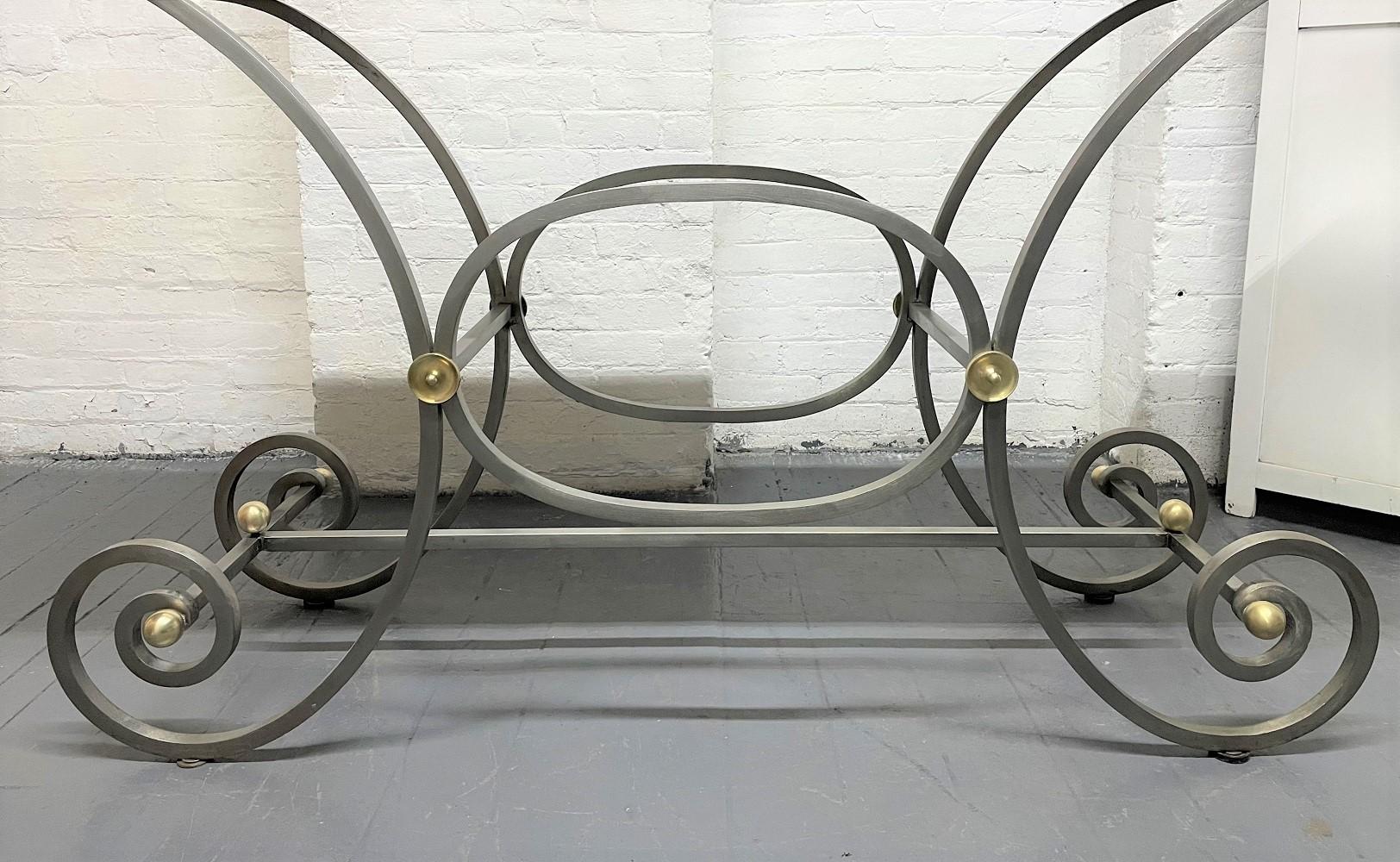 Mid-20th Century French Iron and Marble-Top Console For Sale