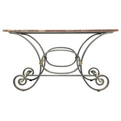 Console française en fer et dessus en marbre