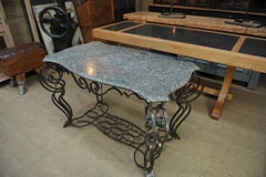French Iron and Marble Top Louis 15 Style Console Table, circa 1940