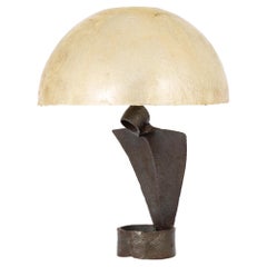 French Iron and Resin Brutalist Table Lamp