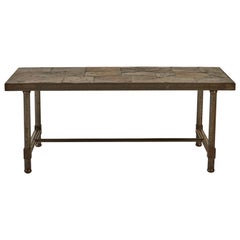 Vintage French Iron and Slate Tiled Table