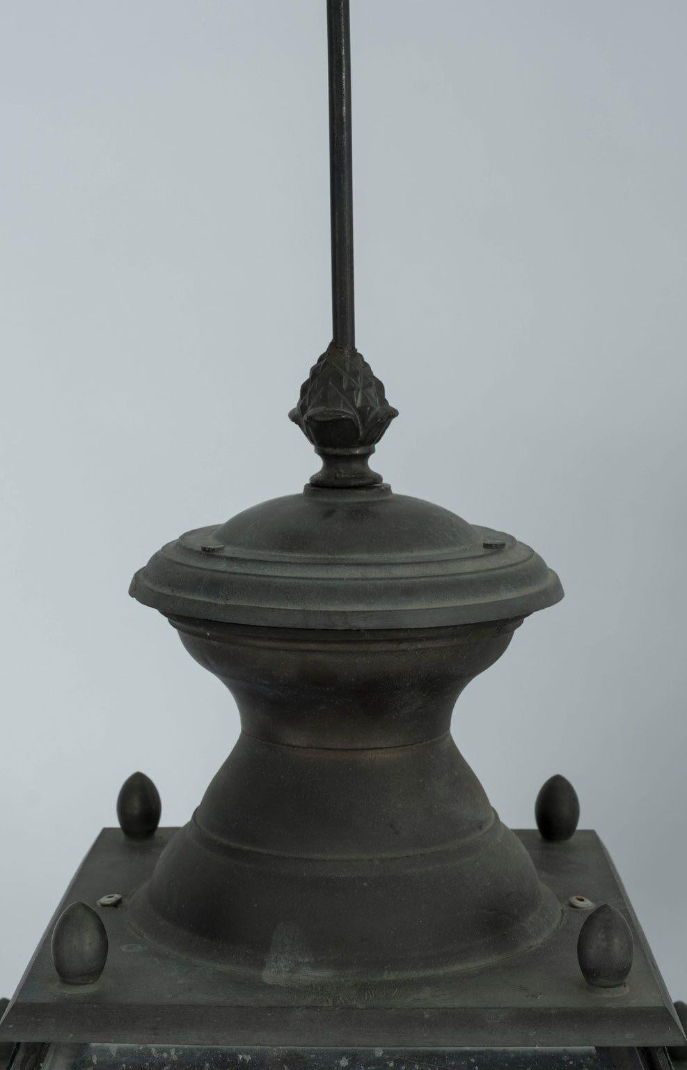 Late 19th Century French Iron and Tole Glass-Paneled Lantern