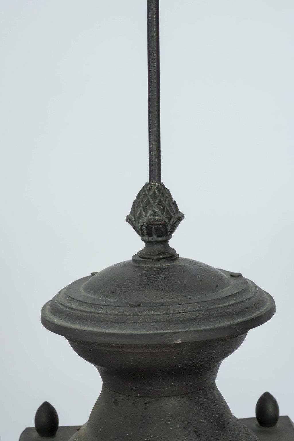 Late 19th Century French Iron and Tole Glass-Paneled Lantern For Sale