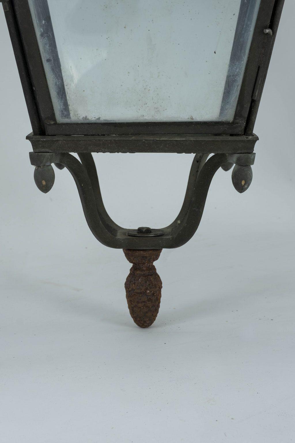 French Iron and Tole Glass-Paneled Lantern For Sale 1