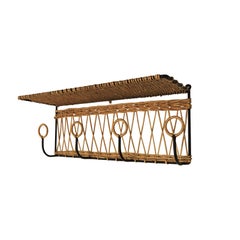 French Iron and Willow Coat Rack, 1940s