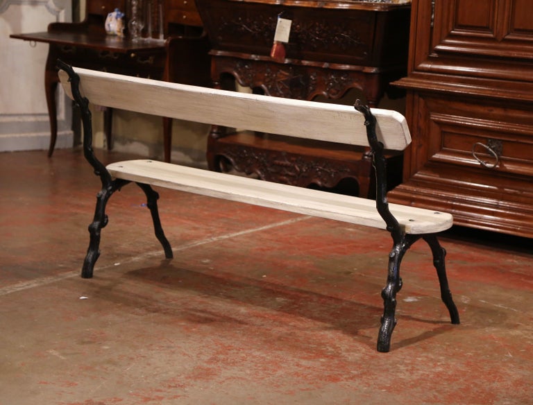 French Iron And Wood Painted Outdoor Public Bench From